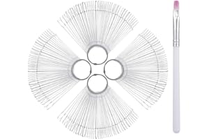 tonyg-p 200 pcs Nail Art Tips Clear Nail Swatches Sticks Nail Art Practice Finger Clipper Nail Art Polish Display Stick with Nail Art Brush for Nail Polish Gel