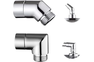 JREHUIG 2 adaptery do słuchawki prysznicowej, 90 stopni + 135 stopni, przedłużenie, kolanko do słuchawek prysznicowych, ruchome, przyłącze ramienia prysznicowego, kolor srebrny