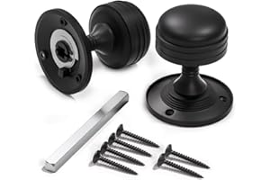 Bwintech 1 Set Ringed Mortice Door Knobs,Black Finishing Pull Door Handle Knobs for Interal Doors