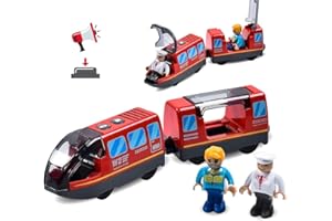 TOPLIVING Batteriebetriebene Action-Lokomotive Zug (Magnetverbindung) – leistungsstarker Motorzug kompatibel mit Thomas, Brio, Chuggington Holzschienen und Zug – Spielzeug für Kleinkinder (Rot)