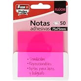 Fixo Notes | Transparent Sticky Notes | 50 Notes 75 x 75 mm | Plastic | Neon Fuchsia Pink | Reusable and Waterproof | Perfect
