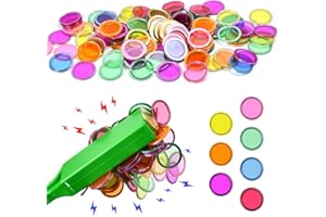 FuxFuis Magnetic Sticks and Bingo Chips Set, 100 Pieces Metal Ringed Discs Diameter 1.75 cm, Science STEM Kit, Learning Accessories, Family Game, Magnetic Rod with Chips, Magnetic Rod for Family Games