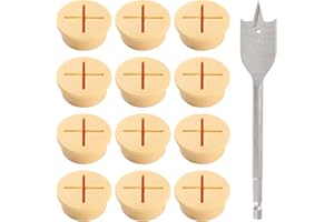 Lyeteung 12 Sztuk 25mm Przelotka do Kabla, Elastyczne Silikonowe Przelotki Gumowe, Osłona Otworu na Kabel, z Wiertłem, do Biurka Komputerowego, Biura, Akcesoriów Domowych, Żółty