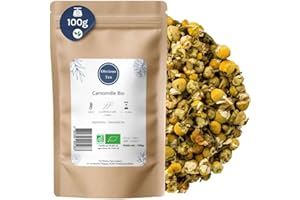 OBVIOUS TEA Fleurs de Camomille Bio Entières - Infusion Nature en Vrac, 100% Naturel, Sans OGM - Agriculture Biologique - Fabrication Française - Sachet 100 gr (50 Tasses)