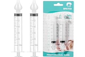 Diboniur Siringa per Lavaggi Nasali Bambini, 2 Pezzi Olive Nasali per Lavaggi Neonato 10 ml, Portatile Siringhe Lavaggio Nasale Neonato con Punta in Silicone Morbido, Riutilizzabile Irrigatore Nasale