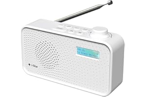 I-STAR DAB Radio Portable, DAB Plus/DAB Radio, FM Radio Mains Powered or Battery, USB Charging, Clear LCD Display (White)