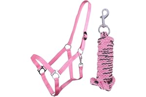 QHP B.V. QHP Halfter-Set Beginner Halfter + Führstrick Karabinerhaken verstellbar (Minishetty, Flamingo pink)