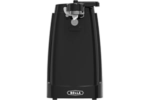 bella Apriscatole Elettrico con Affilatore di Coltelli Incorporato, Apribottiglie e Barattoli, Gadget Multifunzionale con Leva Rimovibile e Vano per Cavo, Lama in Acciaio Inossidabile, Nero