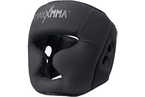 MaxxMMA Boxing Headguard, Adjustable Full Coverage Protection Headgear with Headband, MMA Training, Muay Thai, Sparring, Martial Arts, Karate