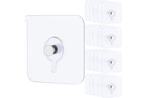 Uniclife 20 Pcs Adhesive Picture Hooks 15 kg Max 5.6 cm Load Heavy Duty Picture Hangers Without Nails Wall Hooks for Hanging Transparent Waterproof Frame Hangers Sticky Hooks for Bathroom Kitchen