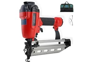 JOVANT Pnumatic Finish Nailer,16Gauge Nail Gun Acepts 3/4 Inch up to 2-1/2 Inch Finish Nails.Brad Nailer Gun Can Hit Hardwood Ideal for Upholstery, Woodworking Door (Include Portable Bag)