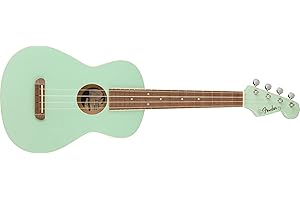 Fender Avalon Tenor Ukulele for Adults and Kids, Basswood Construction, Walnut Fingerboard, Classic Fender Stratocaster Headstock, in Surf Green