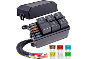 Gebildet Boîte Relais 12V et Fusible avec 5pcs Relais 5-Pin JD1914 40A et 1pc Relais 4-Pin 6 Fusibles à Lame ATC/ATO, Boîtier Relais Fusible Universel étanche pour Voiture Camion Automobile Bateau