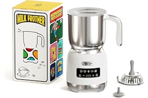 Hazel Quinn Montalatte Elettrico 5 in 1 per Cappuccino, Acciaio Inox 304 e LED Touchscreen, Schiuma Latte Elettrico da 400 ML, Schiumatura a Caldo e a Freddo, Lavabile in Lavastoviglie, Bianco