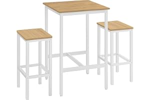 VASAGLE Set med barbord och stolar, matpub, barbordsset för 2, platsbesparande för kök frukost, vardagsrum, festrum, gyllene
