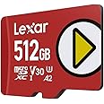 Lexar Play Micro SD Card 512GB, microSDXC UHS-I Card, up to 205MB/s read, 140MB/s write, Class 10, U3, V30, A2, 4K Video, High-Speed Memory Card for Switch/Portable Gaming Devices/Smartphones