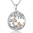 EUDORA Harmony Ball S925 Sterling Silver Animal Mama and Child Necklace for Women, Anumal Mother Neklace Jewelry Mother's Day Gift for Mom Wife, 18"