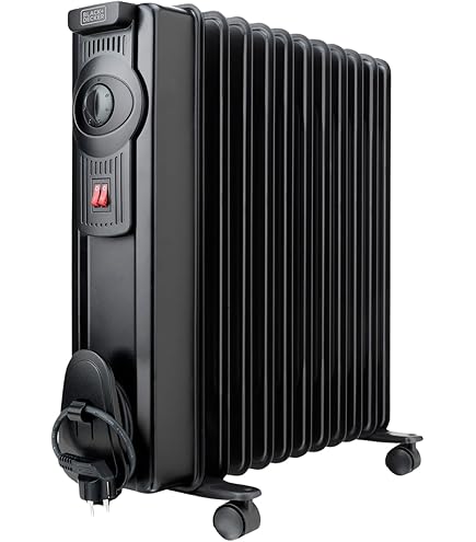 PELONIS Olieradiator, 2500 W, energiebesparend, 13 ribben met thermostaat en 24-uurs timer, elektrische verwarming met oververhittingsbeveiliging, voor slaapkamer, kantoor