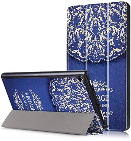 Ticase - Amazon All-New Fire HD 8 Tablet Case (8" Tablet, 7th Generation – 2017 release) Auto Wake up / Sleep Stand Cover Beautiful Pattern PU Leather Anti-Shock Magnetic Protective Case - European Flower Vine