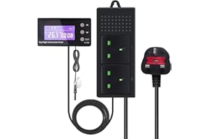 TobeBright Reptile Digital Thermostat Temperature Controller with Timer, Heating/Cooling Temperature Controller Day/Night Timer Plug Thermostat for Refrigerator Brew Fan