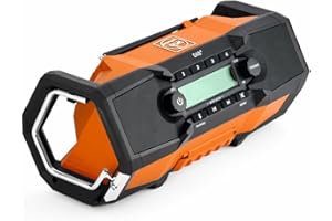 FEIN Robustes und mobiles Baustellen-Akku Digitalradio ARAD 18 BC AS mit vier Wiedergabequellen (DAB+, Bluetooth®, FM und AUX), Kompatibel mit allen 18V AMPShare oder Bosch Professional 18V Akkus.