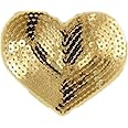 (Pack of 5) Heart Shaped Sequin Iron on Patches Embroidered Sew Appliques for DIY Outfit Pants T-Shirt(Gold)