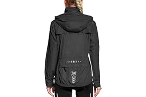 FitsT4 Sports Damen Fahrradjacke Radfahren Laufen Jacken Leichtgewicht Wasserabweisend Windbreaker Wanderjacke Reflektierend Trekking Regenjacke mit Kapuze
