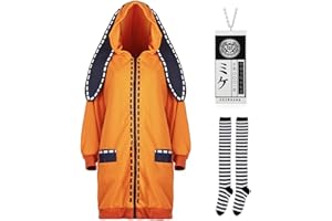 Forfamy Runa Yumeko Cosplay Anime Costume for Girls Women, Kakegurui Long Ear Rabbit Coat with Fashionable Socks, Japanese School Uniform Outfit Dress for Cosplay Carnival Birthday Party