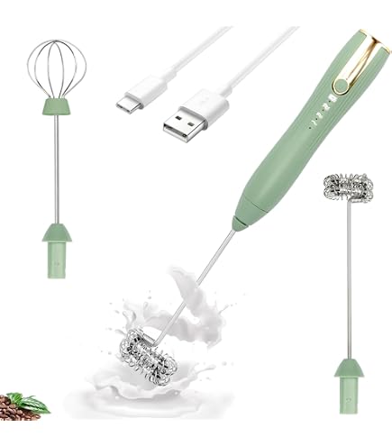 PHILORN Mousseur à lait électrique, double fouet, mousseur à lait portable, 3 vitesses, rechargeable par USB, mousseur à lait manuel pour café/latte/ cappuccino/œuf (amélioré) (Noir