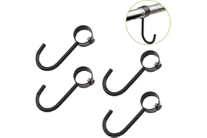 UFURMATE Lot de 4 crochets en acier inoxydable noir pour tringle à suspendre dans la cuisine, la salle de bain (diamètre 19 mm)