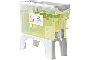 MENAYODA Distributeur de boissons avec robinet de 3,5 l - Distributeur d'eau pour réfrigérateur - Avec support amovible - Pour réfrigérateur, théière à fruits, bouteille de limonade, eau glacée