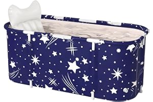 Bañera Plegable Portátil para Adultos SINBIDE - Gran Tamaño 115x60x50 cm con Diseño Spa y Efecto Cielo Estrellado para Baños Relajantes en Hogar