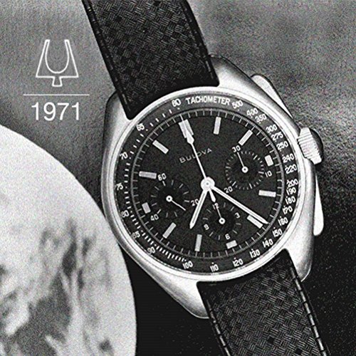 Bulova Men's Designer Watch Leather Strap - Black Moon Wrist Watch 96B251