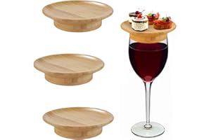 LINGJIA 3 Pezzi Wine Glass Toppers Bamboo, Wine Glass Charcuterie Topper, Vassoi in Legno per Bicchieri da Vino, Guarnizione Piatto, Tenere Lontane Mosche e Zanzare, Articoli per la Cena della Festa