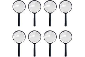 GOLDGE 8pcs Handheld Large Magnifying Glasses for Kids Toy Magnifying Glass, for Reading, Inspection, Hobbies & Crafts