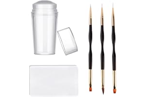 FAMIDIQGO Stamper do paznokci Nail Art Brush – French Tip Stamp do paznokci Clear Nail Art Stamper Jelly with Scraper, 3 szt. Double Ended Nail Pen Brushes, Soft Silicone Stamper Printer DIY