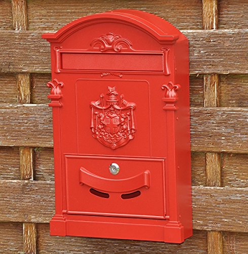 Preisvergleich Produktbild nanook Briefkasten Wandbriefkasten "Nostalgie" - Stahl pulverbeschichtet, Gusseisen Optik Höhe 46,5 cm, Farbe: rot