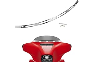 ANONEMOTO Slotted Windshield Trim, Polished Chrome Trim Stainless Batwing Windscreen Trim Compatible for Harley 2014-2023 Touring Electra Glide Street Glide Ultra Limited Tri Glide Aluminum CNC Cut