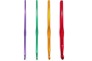 AIOUNIYA Crochet Hooks Set of 4 Aluminium Crochet Hooks Ergonomic Handle Crochet Multicoloured Crochet Hooks Set for Beginners or Professionals (4 Pieces)