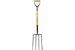 JCB - Professional Solid Forged Contractors Fork - Garden Fork Heavy Duty Professional Site and Gardening Tools - for Home Improvement, Digging, Mucking Out, Manure, Garden Borders, Weeding