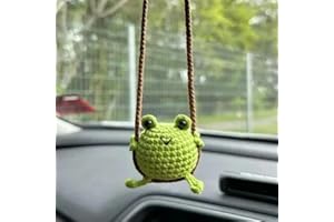 JoyousMall Accesorios colgantes de ganchillo para coche, espejo retrovisor de animales de dibujos animados de ganchillo, accesorio de adorno con pingüinos de pato, conejo, dinosaurio, chicke (pequeñas
