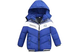 linboo Winterjacke Jungen Kinder Parka Jacke Gefüttert Winter Mantel mit Abnehmbarer Kapuze Dicke Steppjacke Baby Warme Outdoorjacke