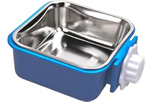 SEPTILLAR Ciotole da Appendere per Animali Domestici, 2 in 1 Rimovibile Acciaio Inox Ciotola, Gabbia Appendere Ciotole per Cani, Gatti, Coniglio, Criceto, Porcellino D'India, Furetto (Blu)