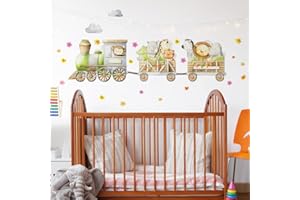 kina - R00594 Adesivi Murali Bambino Ecologici e Anallergici Soffice Effetto Tessuto Riposizionabile Viaggio Treno Decorazione Muro Cameretta Asilo Nido Carta da Parati - Misura 100x30 cm