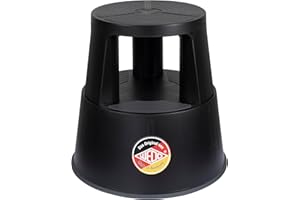 WEDO Super Step Tabouret à roulettes en Plastique incassable - Pied d'éléphant - Certifié TÜV GS - Fabriqué en Allemagne - Antidérapant - Hauteur : Environ 43 cm - Charge maximale : 150 kg - Noir
