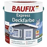 BAUFIX Express-Deckfarbe, Wetterschutzfarbe dunkelgrau, 2.5 Liter
