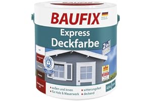 Baufix Express Deckfarbe 2 in 1 Lack & Grundierung Holz Putz Mauerwerk innen außen (skandinavisch rot)