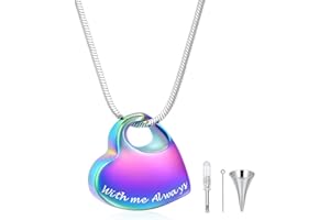 AIWENXI Heart Urn Necklace for Ashes with Me Always Keepsake Memorial Pendant Cremation Jewelry for Women Men