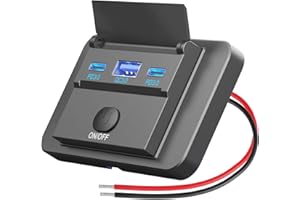 HAPYTRIP 78W 12V USB Steckdose Aufputz Leichtgewicht Dualer USB C 30W und QC 3.0 18W Auto USB Anschluss, 12 Volt USB Zigarettenanzünder Ersatz-Ladegerät Panel mit Knopfschalter für Bus Schifffahrt Motorrad