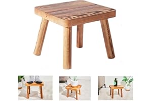JETAINE Small Wooden Stool, Milking Stools, Plant Stand, Indoor Step Stool for kids, Removable Portable Foot Rest Stool Small Side Table for House Plants Bedroom Bedside Kitchen and Bathroom